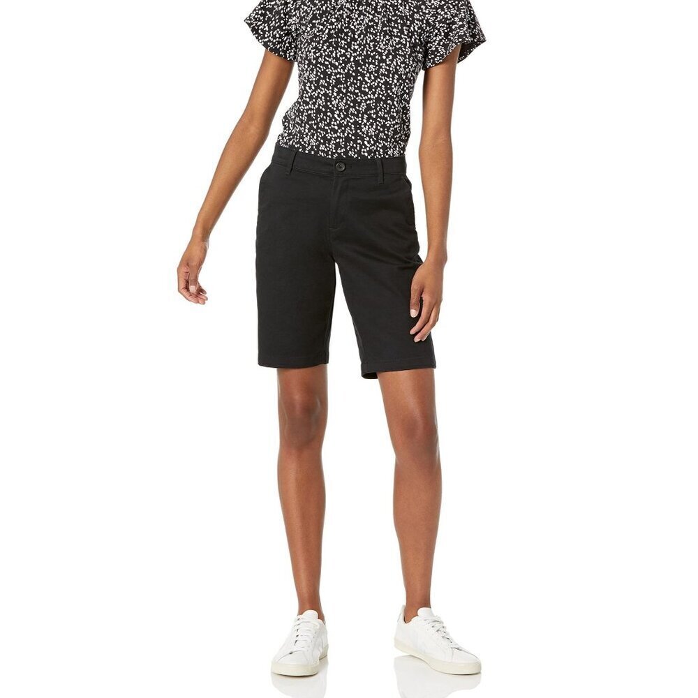 Nwt Womens MidRise SlimFit 10 Inseam Bermuda Khaki Short Black 4